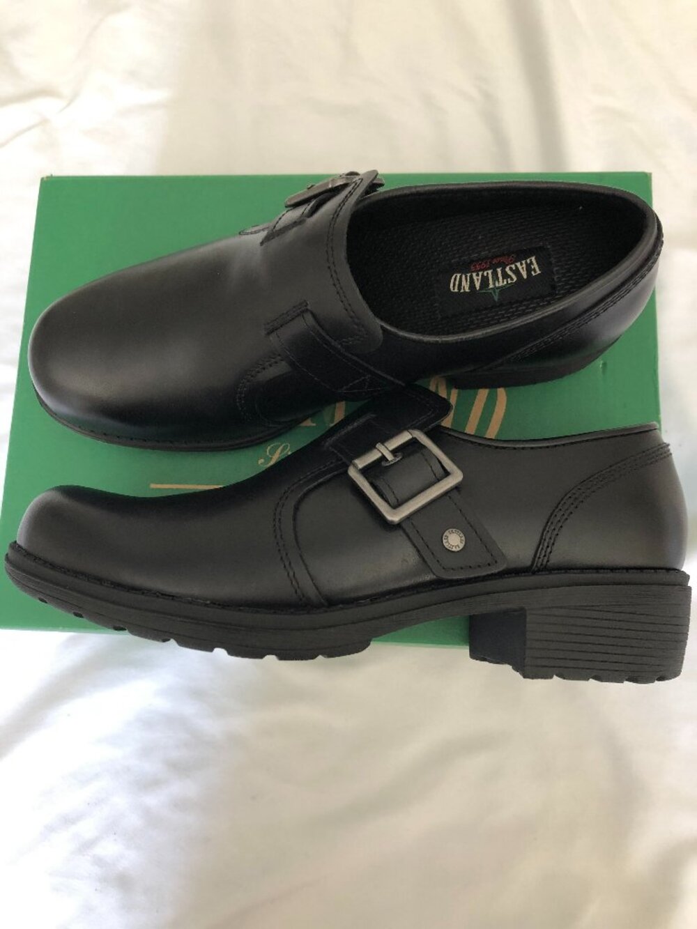 EASTLAND Women's Open Road Slip On Buckle Loafers Black Shoes Size 9 Wide